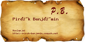 Pirók Benjámin névjegykártya